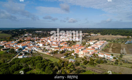View of the Santa Justa,Coruche Santarem Portugal. Aerial drone bird's eye view photo. Stock Photo