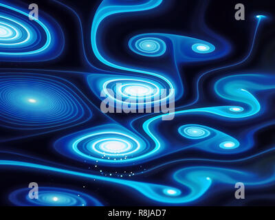 Abstract pattern with gnarled spirals - computer-generated image. Fractal art: blurred background with bokeh and light effects. For web design, covers