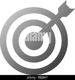 Target sign - medium gray gradient transparent with dart, isolated - vector illustration Stock Vector