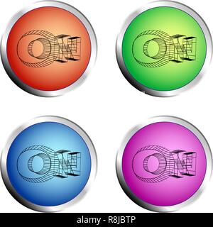 ON colored circle push button Set - Vector Stock Vector