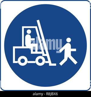 Safety sign. Information mandatory symbol in blue circle isolated on white. Notice label. Stock Vector