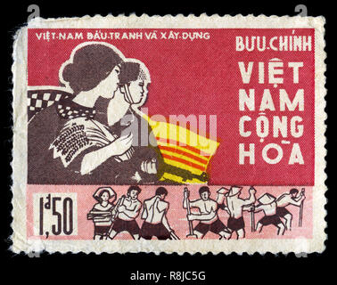 Postage stamp from South Vietnam in the Third anniversary of the revolution series issued in 1966 Stock Photo