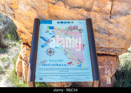 TRUITJIESKRAAL, SOUTH AFRICA, AUGUST 24, 2018: A map at parking area 2 at Truitjieskraal in the Cederberg Mountains of the Western Cape Province Stock Photo