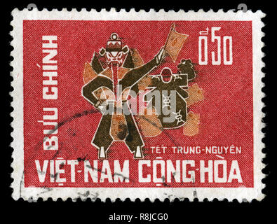 Postage stamp from South Vietnam in the Wandering Souls Festival series issued in 1966 Stock Photo