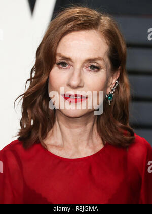 BEVERLY HILLS, LOS ANGELES, CA, USA - FEBRUARY 26: Isabelle Huppert arrives at the 2017 Vanity Fair Oscar Party held at the Wallis Annenberg Center for the Performing Arts on February 26, 2017 in Beverly Hills, Los Angeles, California, United States. (Photo by Xavier Collin/Image Press Agency) Stock Photo