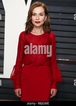 BEVERLY HILLS, LOS ANGELES, CA, USA - FEBRUARY 26: Isabelle Huppert arrives at the 2017 Vanity Fair Oscar Party held at the Wallis Annenberg Center for the Performing Arts on February 26, 2017 in Beverly Hills, Los Angeles, California, United States. (Photo by Xavier Collin/Image Press Agency) Stock Photo