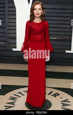 BEVERLY HILLS, LOS ANGELES, CA, USA - FEBRUARY 26: Isabelle Huppert arrives at the 2017 Vanity Fair Oscar Party held at the Wallis Annenberg Center for the Performing Arts on February 26, 2017 in Beverly Hills, Los Angeles, California, United States. (Photo by Xavier Collin/Image Press Agency) Stock Photo