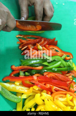 vegetable cutting on a green board Stock Photo