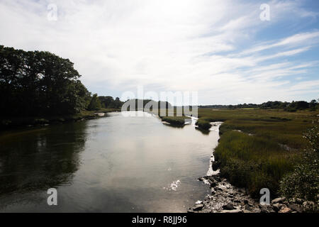 A coastal inlet along the Atlantic Ocean in Scarborough, Maine. Stock Photo