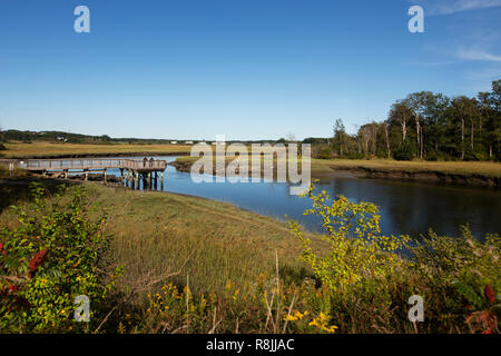 A coastal inlet along the Atlantic Ocean in Scarborough, Maine. Stock Photo