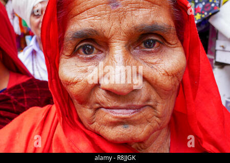 portrait of old woman with tika, rishikesh, india, Stock Photo, Picture And  Rights Managed Image. Pic. ZI1-2316324