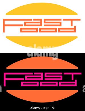 inscription fast food in the form of a hamburger typography Stock Vector