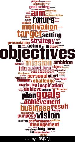 objektives word cloud concept. Vector illustration Stock Vector