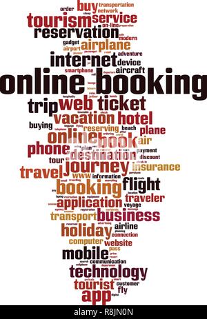 Online booking word cloud concept. Vector illustration Stock Vector