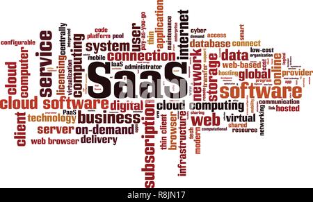 SaaS, software as a service, word cloud concept. Vector illustration Stock Vector