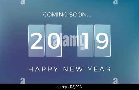 Countdown to the New Year. Happy New Year 2019. Vector illustration Stock Vector