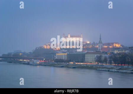 Bratislava at Night, Slovakia Stock Photo