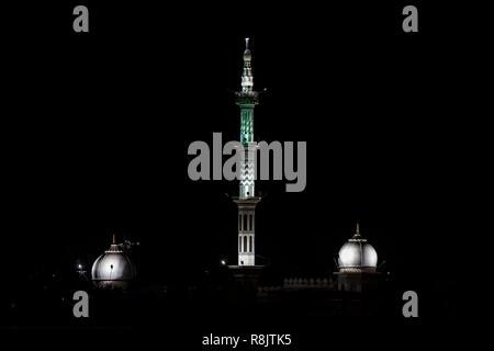 India, Madhya Pradesh, Bhopal, a minaret by night Stock Photo