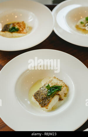 Grilled golden cod dish Stock Photo