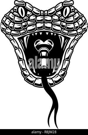 Snake head illustration in engraving style. Design element for logo, label, sign, poster, t shirt. Vector illustration Stock Vector
