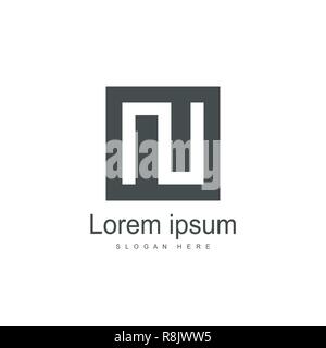 Initial Letter NU Logo Template Vector Design Stock Vector
