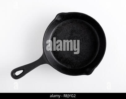 Overhead of Cast Iron Fry Pan Stock Photo