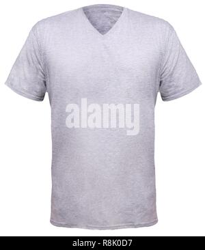 Download Misty Grey t-shirt mock up, front and back view, isolated. Male model wear plain gray shirt ...
