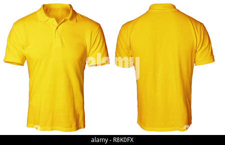 Orange polo t-shirt mock up, front and back view, isolated. Male model ...