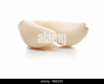 Cloves of Peeled Garlic Isolted on White Background Stock Photo