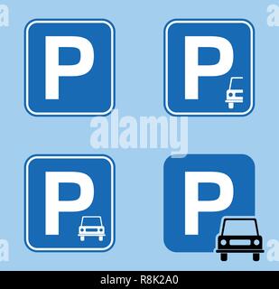 Parking signs vector designs. All the objects are in different layers and the text types do not need any font. Stock Vector