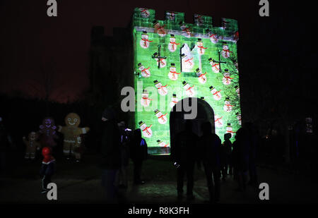 A festive 3d light display at the Alnwick Garden in Northumberland. Stock Photo