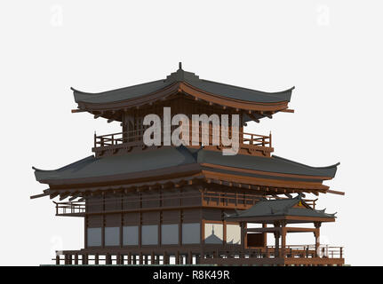 Japan Building Layers 3D illustration japanese building in traditional style isolated on ...