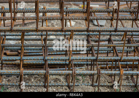 Steel Rebars for reinforced concrete. Stock Photo