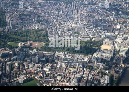 Aerial view of London featuring Buckingham Palace Stock Photo