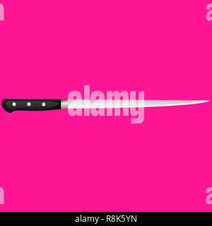 Kitchen knife on a colored background. Vector illustration in 3d style Stock Vector