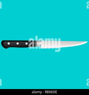Kitchen knife on a colored background. Vector illustration in 3d style Stock Vector