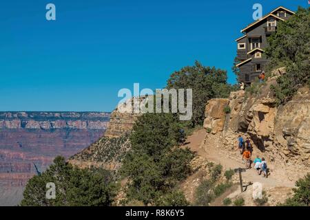 United States, Arizona, Grand Canyon National Park, South Rim, Kolb Studio, departure of Bright Angel trail Stock Photo