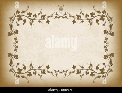 Old frame with crown on grunge style background with blank space for text. Retro vintage greeting card or invitation. Stock Vector