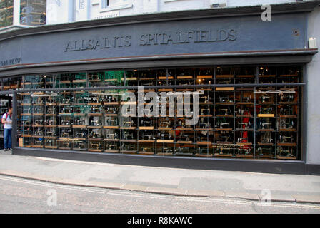 Allsaints Spitalfields, East Street, Brighton, East Sussex, England, with display of numerous sewing machines in the window Stock Photo