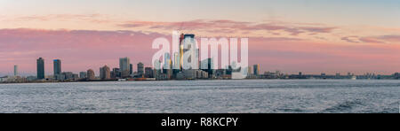 Panoramic View of Downtown New Jersy from Manhattan Island Stock Photo