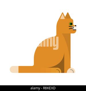 Charming orange cat with white paws. Flat icon. Vector illustration design. Pet sits Stock Vector