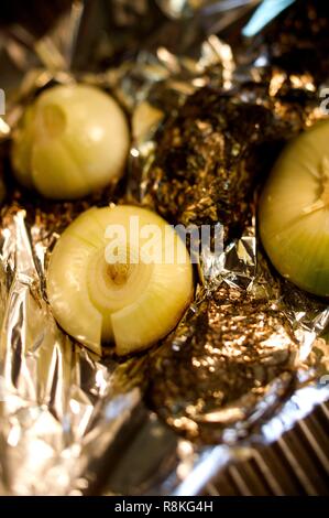 France, Ain, Mionnay, Maison Chapel restaurant, burn onions for funds Stock Photo