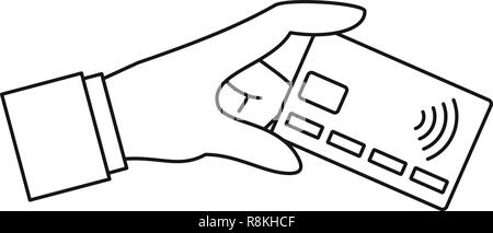 Hand nfc credit card icon. Outline hand nfc credit card vector icon for web design isolated on white background Stock Vector