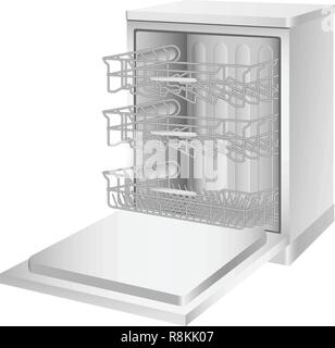 Dishwasher machine icon. Realistic illustration of dishwasher machine vector icon for web design Stock Vector
