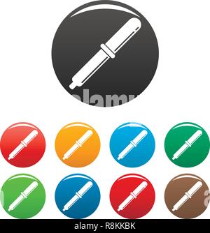 Chemical pipette icons set 9 color vector isolated on white for any design Stock Vector