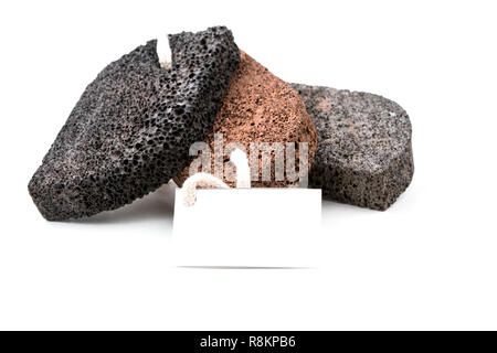 Volcanic lava foot pumices on the white background Stock Photo