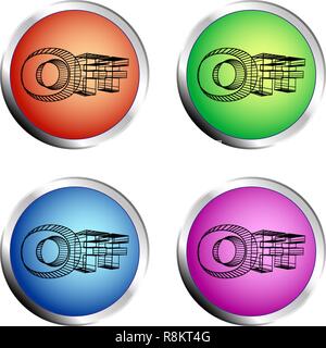 A set of four colored push buttons with the write OFF - Vector illustration Stock Vector