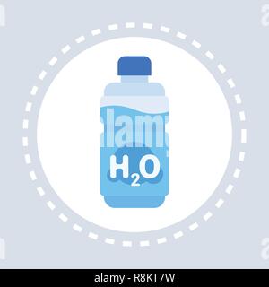 H2O mineral water bottle icon healthcare medical service logo medicine and health symbol concept flat Stock Vector