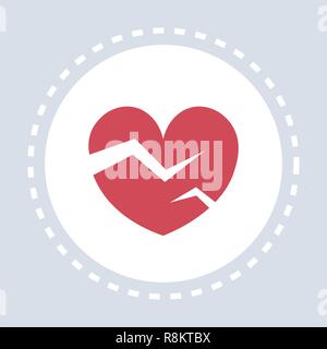 red heartbreak broken heart icon healthcare medical service logo medicine and health symbol concept flat Stock Vector