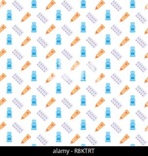 pharmaceutical plastic packaging tube pills icon healthcare medical service logo medicine symbol concept seamless pattern flat Stock Vector